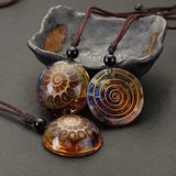 7 Chakra Crystal Reiki Ammonite Pendant Necklace