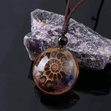 7 Chakra Crystal Reiki Ammonite Pendant Necklace