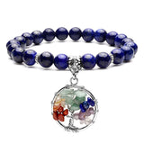 7 Chakra Rose Quartz Reiki Tree of Life Stretch Bracelet