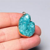 Crystal Quartz Druzy Slice Pendant Necklace Charm DIY Jewelry