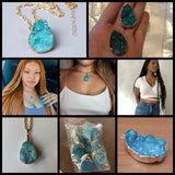 Crystal Quartz Druzy Slice Pendant Necklace Charm DIY Jewelry