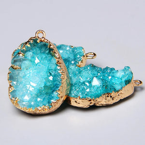 Crystal Quartz Druzy Slice Pendant Necklace Charm DIY Jewelry