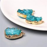 Crystal Quartz Druzy Slice Pendant Necklace Charm DIY Jewelry