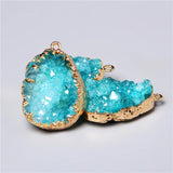 Crystal Quartz Druzy Slice Pendant Necklace Charm DIY Jewelry