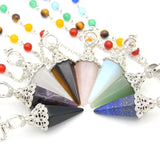 Healing Gem Stone Jewelry Reiki 7 Chakra Pendulum Pendant