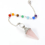 Healing Gem Stone Jewelry Reiki 7 Chakra Pendulum Pendant