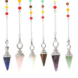 Healing Gem Stone Jewelry Reiki 7 Chakra Pendulum Pendant