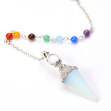 Healing Gem Stone Jewelry Reiki 7 Chakra Pendulum Pendant