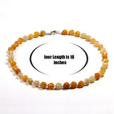 Yellow Jade Quartz Necklace Gem Face Beads Silver 925 Button Necklaces