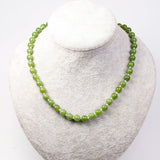 Green Canadian Nephrite Jades Stone Beads Necklace 925 Silver Choker