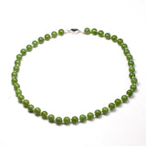 Green Canadian Nephrite Jades Stone Beads Necklace 925 Silver Choker