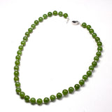 Green Canadian Nephrite Jades Stone Beads Necklace 925 Silver Choker