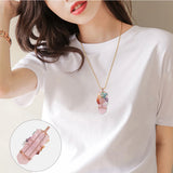 Rose Quartz Faceted Hexagons Pendant 7 Chakras Tree Of Life Jewelry
