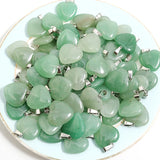 Green Aventurine Heart Stone Necklace Pendant 20mm Gemstone DIY Jewelry