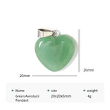 Green Aventurine Heart Stone Necklace Pendant 20mm Gemstone DIY Jewelry