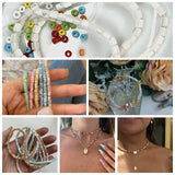 Natural Heishi Beads Shell Pearl Glitter Dyed Spacer Beads Necklace