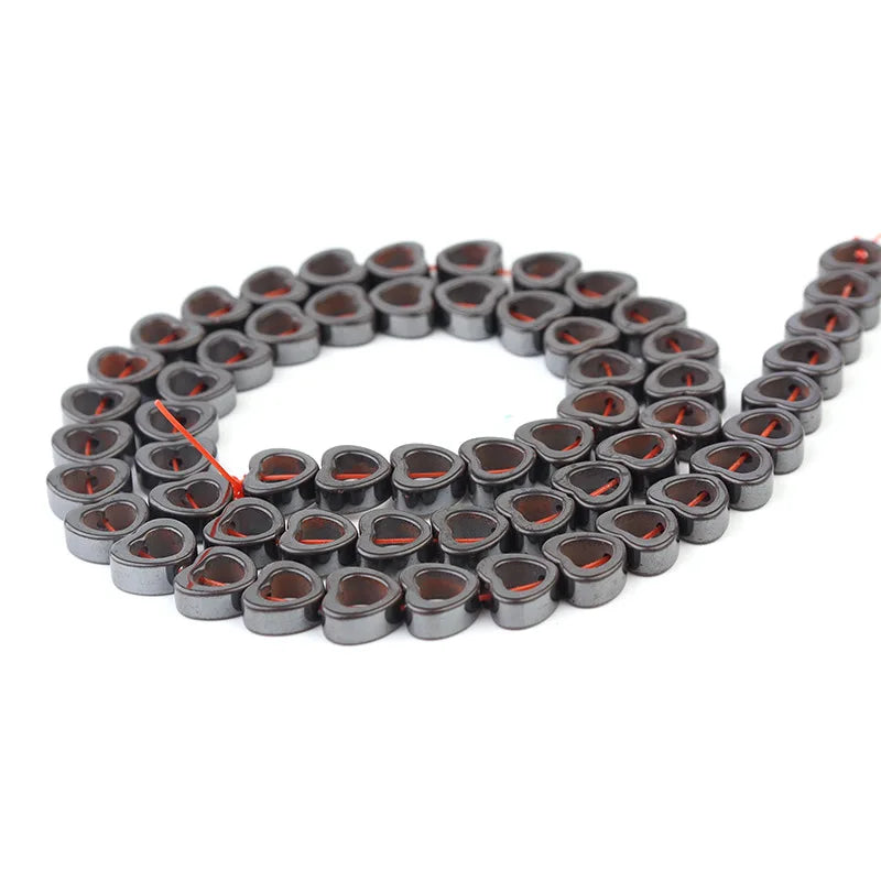 Hematite Bead Hollow Heart Shape Round Square Hematite Loose Bead