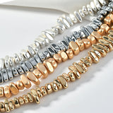 Hematite Beads 9K Plated Irregular Gravel Loose Spacer Beads 15''