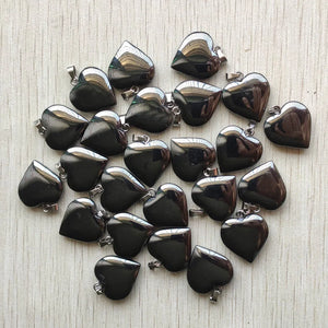 Natural Hematite Heart Pendants 20mm for Jewelry Making 24pcs 50pcs