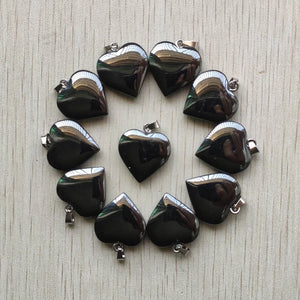 Natural Hematite Heart Pendants 20mm for Jewelry Making 24pcs 50pcs