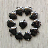 Natural Hematite Heart Pendants 20mm for Jewelry Making 24pcs 50pcs