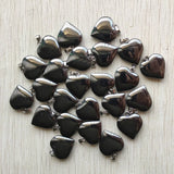 Natural Hematite Heart Pendants 20mm for Jewelry Making 24pcs 50pcs
