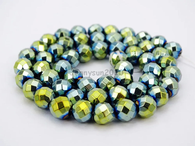 Faceted Natural Hematite Round Beads 15.5'' 5 Strands/Pack