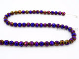 Natural Hematite Faceted Round Beads Metallic Purple 15.5'' 5 Strands/Pack