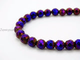 Natural Hematite Faceted Round Beads Metallic Purple 15.5'' 5 Strands/Pack