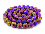 Natural Hematite Faceted Round Beads Metallic Purple 15.5'' 5 Strands/Pack