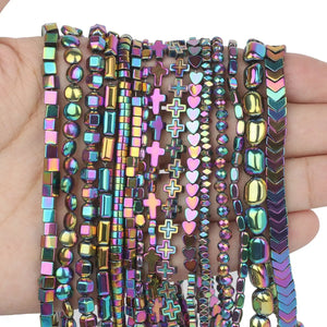 Colorful Geometric Hematite Stone Beads for Jewelry Making