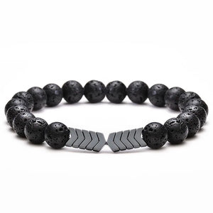 Hematite Stone Beads Elastic Bracelet for Men Women Hand Jewelry Gift