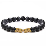 Hematite Stone Beads Elastic Bracelet for Men Women Hand Jewelry Gift