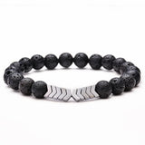 Hematite Stone Beads Elastic Bracelet for Men Women Hand Jewelry Gift
