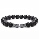 Hematite Stone Beads Elastic Bracelet for Men Women Hand Jewelry Gift