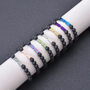 Hematite Stone Beads Elastic Bracelet for Men Women Hand Jewelry Gift