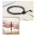 Natural Hematite Stone Beads Hand Weave Bracelet Jewelry
