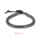 Natural Hematite Stone Beads Hand Weave Bracelet Jewelry