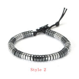 Natural Hematite Stone Beads Hand Weave Bracelet Jewelry