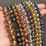 Natural Hematite Stone Beads Rose Silver Faceted Loose Spacer Beads 15''