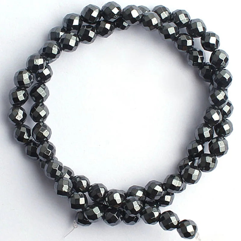 Natural Hematite Stone Beads Rose Silver Faceted Loose Spacer Beads 15''