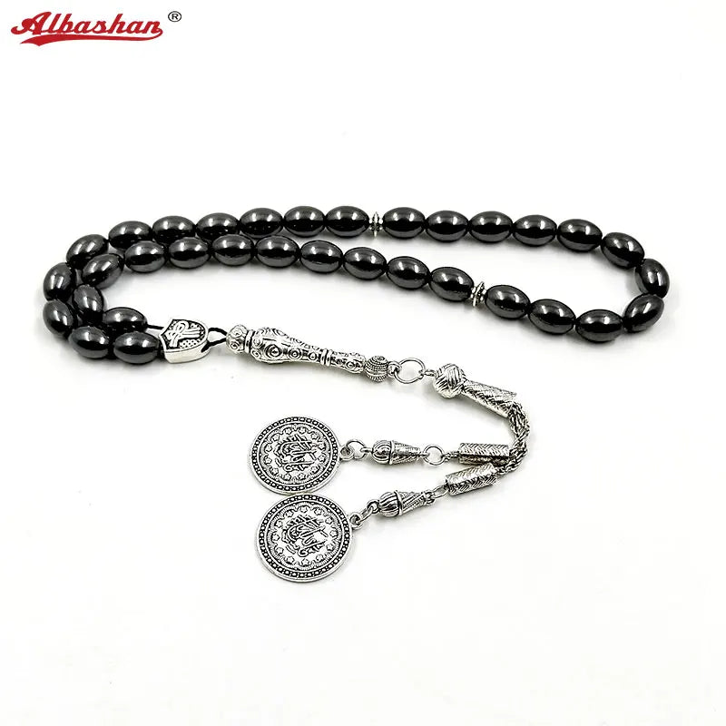 Natural Hematite Tasbih Bracelet 33 Prayer Beads Muslim Gift Rosary