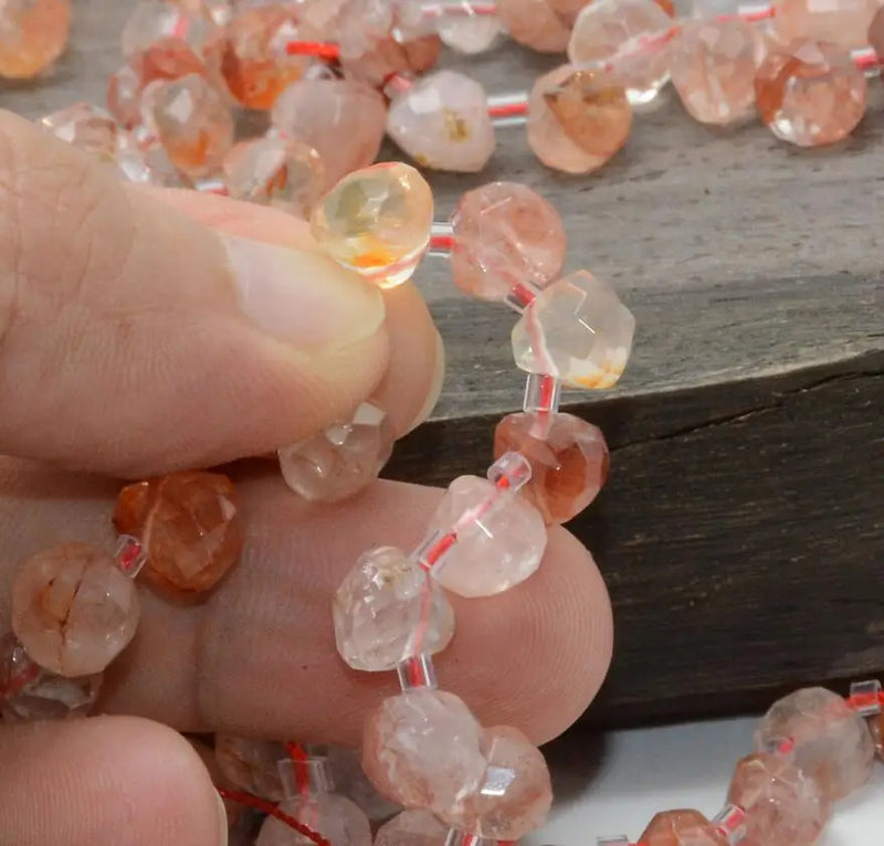 Hematoid Quartz Faceted Water Drop Beads 7x7mm - 52 Beads