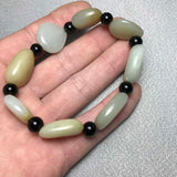 Natural Hetian Bead Jade Bracelet Men Women Amulet Jadeite Jewelry Lucky