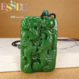 Hetian Biyu Longfeng Couple Spinach Green Pendant Retro National Style
