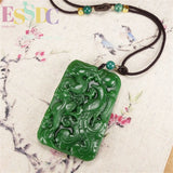Hetian Biyu Longfeng Couple Spinach Green Pendant Retro National Style