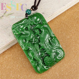 Hetian Biyu Longfeng Couple Spinach Green Pendant Retro National Style
