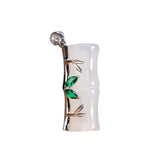 Natural Hetian Chalcedony Bamboo Ladies Charm Necklace Pendant