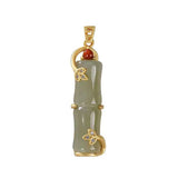 Natural Hetian Chalcedony Bamboo Ladies Charm Necklace Pendant