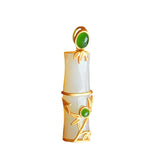 Natural Hetian Chalcedony Bamboo Ladies Charm Necklace Pendant